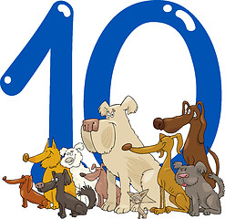 Image showing number ten and 10 dogs