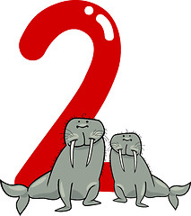 Image showing number two and 2 walruses