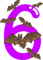 Image showing number six and 6 bats