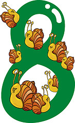 Image showing number eight and 8 snails