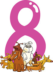 Image showing number eight and 8 dogs