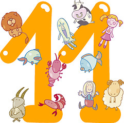 Image showing number eleven and 11 toys