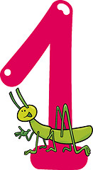 Image showing number one and grasshopper