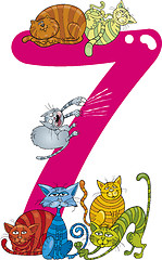 Image showing number seven and 7 cats