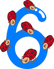 Image showing number six and 6 ladybug