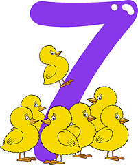 Image showing number seven and 7 chicks