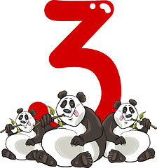 Image showing number three and 3 pandas