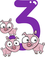 Image showing number three and 3 pigs