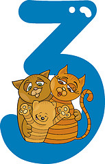 Image showing number three and 3 cats