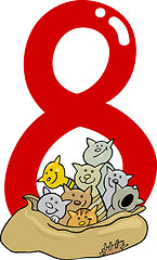 Image showing number eight and 8 cats