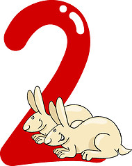 Image showing number two and 2 rabbits