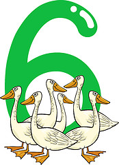 Image showing number six and 6 geese