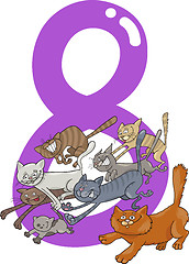 Image showing number eight and 8 cats