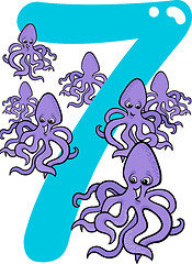 Image showing number seven and 7 octopuses