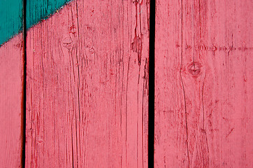 Image showing background of wooden red paint board wall closeup 