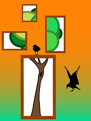 Image showing abstract tree with birds design