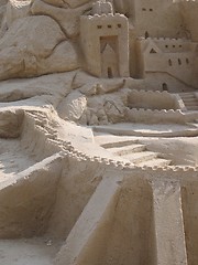 Image showing Grand Sand Castles Closeup @ Beach