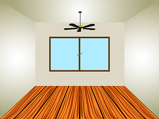 Image showing empty room with window and lamp