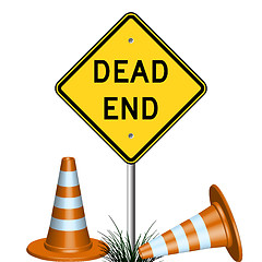 Image showing dead end sign and grass