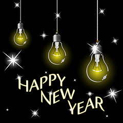 Image showing happy year light bulbs