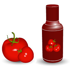 Image showing ketchup bottle with tomatoes