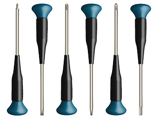 Image showing various screw drivers vector
