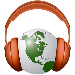 Image showing headphones and earth