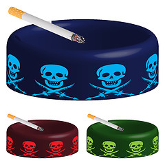 Image showing ashtray with skuls and cigarette