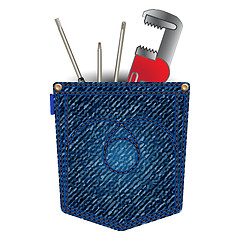 Image showing jeans pocket with tools