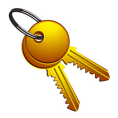 Image showing golden keys on metallic ring