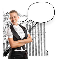 Image showing Business Woman With Speech Bubble