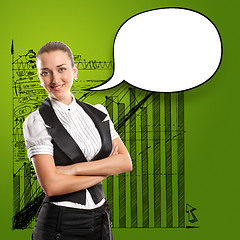 Image showing Business Woman With Speech Bubble