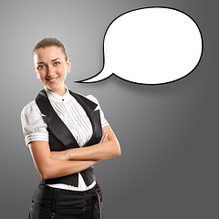 Image showing Business Woman With Speech Bubble