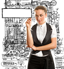 Image showing businesswoman writing something