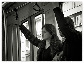 Image showing Young Couple in tram