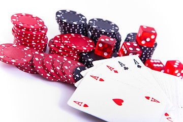 Image showing aces, dice and poker chips