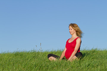 Image showing pregnant woman on meadow