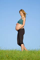 Image showing pregnant woman on meadow