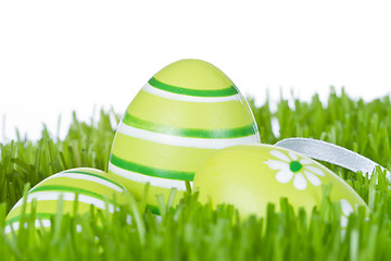 Image showing easter eggs in grass