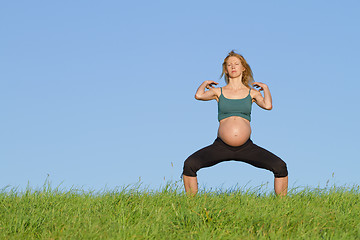 Image showing pregnant woman on meadow