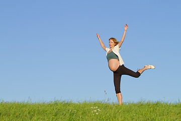 Image showing pregnant woman on meadow