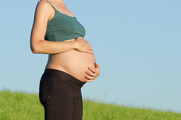 Image showing pregnant woman on meadow