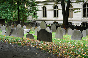 Image showing Tombstones in old grave yard two