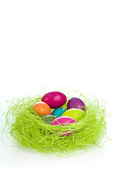 Image showing easter eggs in nest