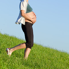 Image showing pregnant woman on meadow