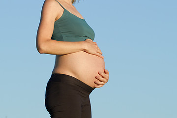 Image showing pregnant woman on meadow