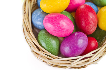 Image showing colorful easter eggs in basket