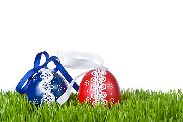 Image showing easter eggs in grass