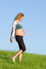 Image showing pregnant woman on meadow