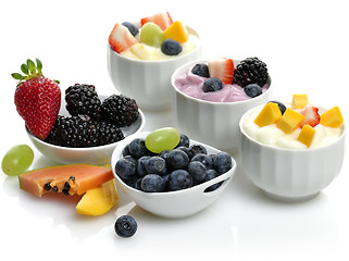 Image showing Yogurts With Fruits And Berries